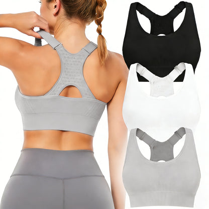 3 Pack Sports Bras with High Support  Adjustable Straps, Racerback, Padded, Plus Size, High Impact for Running, Gym & Yoga